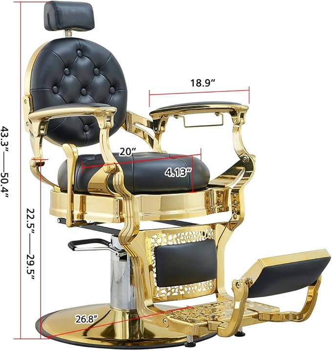 Antlu Barber Chair Salon Chair Hair Stylist, Vintage Heavy Duty 700lbs Hair Styling Chairs for Barbershop Beauty Tattoo Massage (Golden)