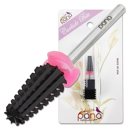 PANA 3/32" Shank 5-in-1 Nail Carbide Bit - (Triple Coarse - 3X Coarse Grit, DLC Black) - Two Way Rotate use for Both Left and Right Handed Fast remove Acrylic or Hard Gel Machine