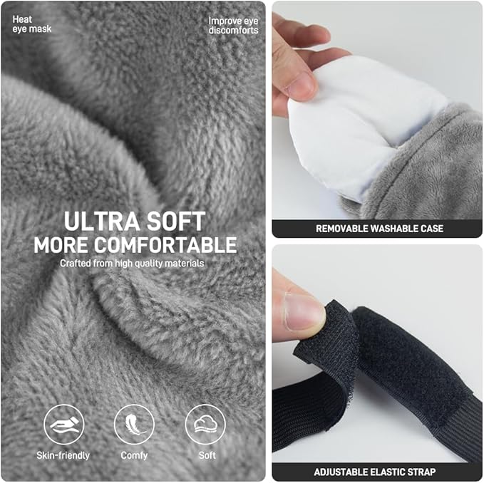 Microwave Heated Eye Mask for Dry Eyes, Moist Heat Eye Compress Weighted Warm Eye Mask for Dry Eyes, Stye Eye Treatment, Puffy Eyes, Sleeping, Relaxation, Therapy (Light Grey)