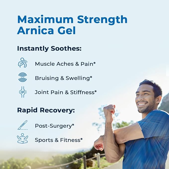VitaMedica Arnica Gel Plus 15 Healing Plant Compounds, Extra Strength Pain Relief Formulation for Bruising, Swelling, Joint Pain, Muscle Soreness & Stiffness, All-Natural, Plant-Based, 2-Pack