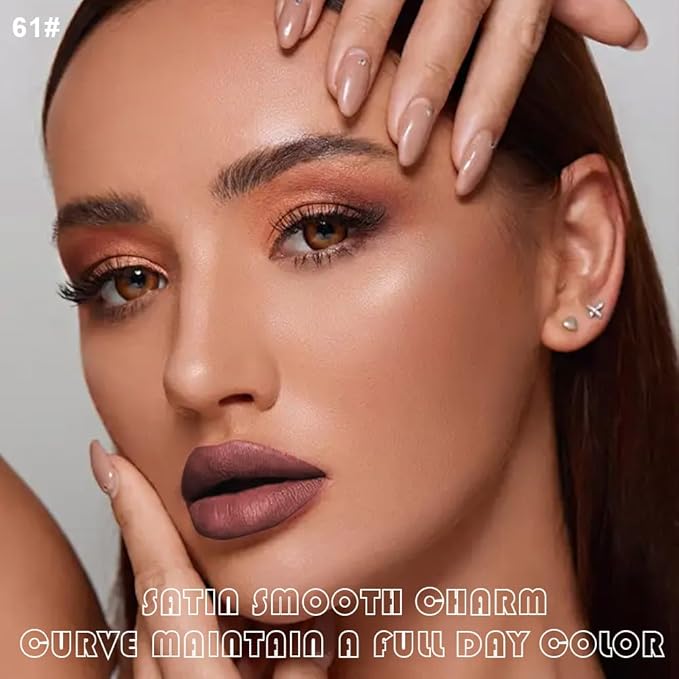 evpct 2Pcs Nuetral Nude Matte Lip Liner and Lipstick Combo Set for Women, Nude Lip Combo Set Liquid Lips Stick Gloss and Lipliner Stain Set Long Lasting Waterproof, Lips Makeup Pack 24 Hours originale