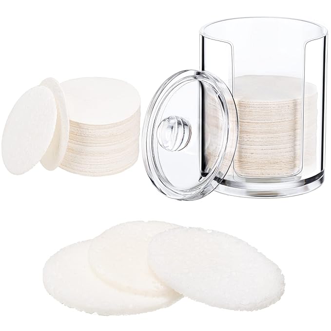 50 Pcs Compressed Facial Sponges Facial Makeup Natural Cosmetic Spa Sponges for Women Cleansing, Exfoliating Mask, Makeup Removal, Dead Skin, and Dirt, Travel Essentials(White)