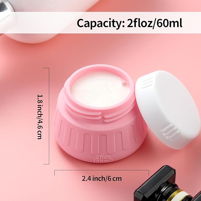 Gemice 2 oz Travel Containers for Toiletries, 4-Pack TSA Approved Travel Size Toiletries Containers for On-the-Go, Small Leak-Proof Travel Essentials Silicone Jar for Shampoo, Lotions, Cleanser