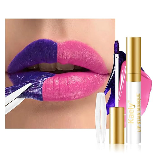 Kaely Hot Pink Lip Stain Peel Off Masque, Long Lasting Waterproof Smudge Proof Lip Tint, Non-Transfer Semi Permanent Lipliner Tattoo with Tweezer, Matte Finish, Vegan & Cruelty-Free, 04