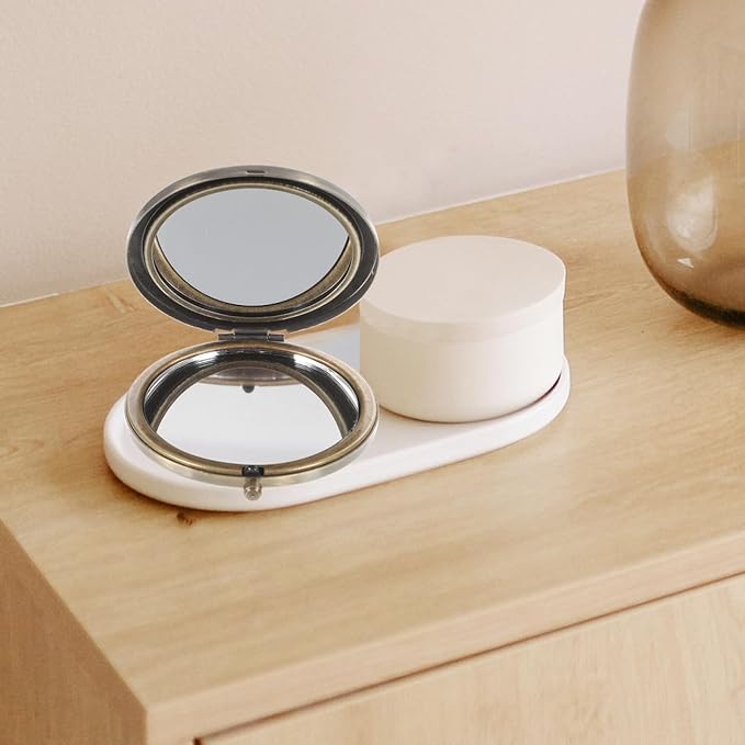 Baluue Retro Metal Compact Mirror, Zinc Alloy Foldable and Portable Travel Rhinestones Makeup Mirror Double Sided for Cosmetic, Bronze, Random Style