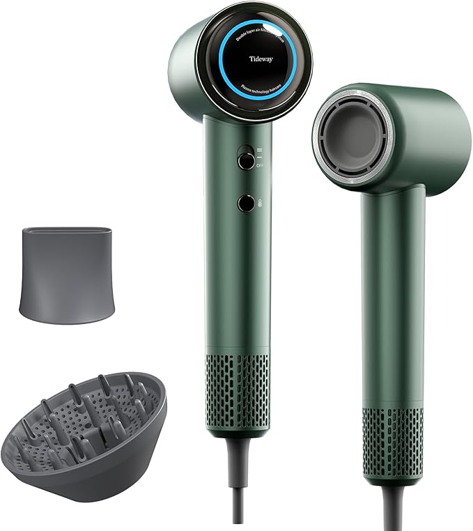 Tideway Hair Dryer, Blow Dryer with Diffuser High-Speed Plasma Ionic Low Noise for Fast Drying, Travel Hair Dryer for Women and Man, Curly/Wavy & Long/Thick Color-Treated Hair H11