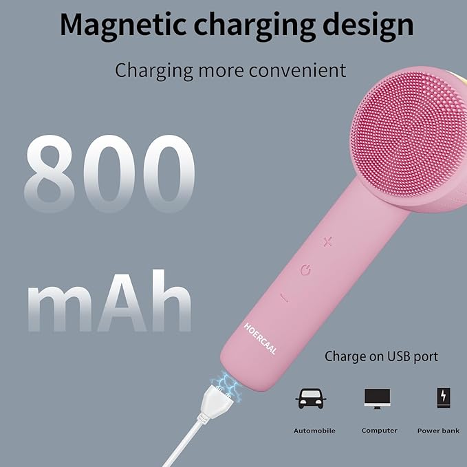 Facial Cleansing Brush Electric – Rechargeable Silicone (Pink)