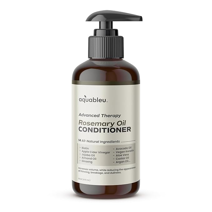 Aquableu Advanced Therapy Anti-Thinning Rosemary Oil Conditioner - Infused with 14 All-Natural Ingredients for Enhanced Volume, Strength, Thickness, and Nourishment (16oz)