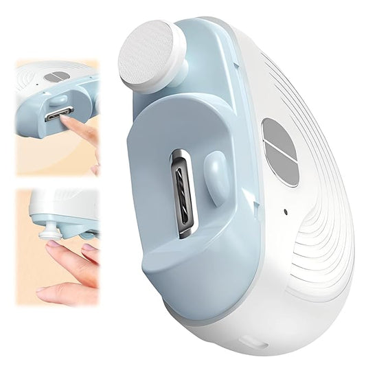 Electric Nail Clipper, Smart Nail Clippers for Seniors, 3 Speeds Strong Power Automatic Nails Trimmer with Polisher, Light, Clip Storage, Rechargeable Toenail Clippers for Thick Toenails (White)