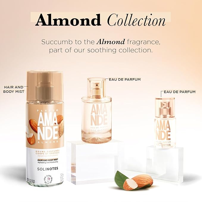 Solinotes Almond Perfume for Women & Men, 1.7 Fl Oz/ 50 ML Eau De Parfum, Delicate Floral and Soothing Scent with Premium Ingredients - Clean Perfume, Cruelty Free, Vegan, Made in France