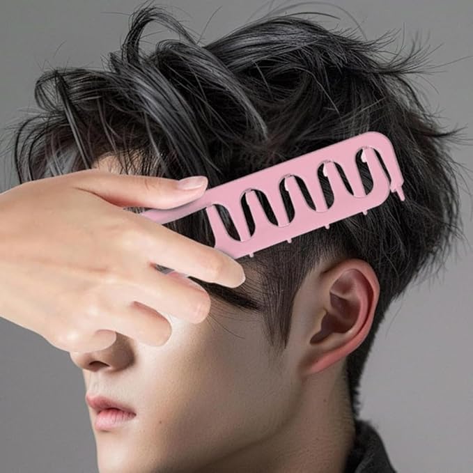 Texture Comb, Volumizing Wide-Tooth Hair Texture Styling Comb, Men's Fluffy Texture Hair Styling Appliances, Grooming Accessory Styling For Women. 2pcs/Grey+Pink