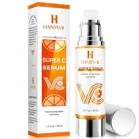 HANYWIL Vitamin C Serum for Mature Skin, 20% Vitamin C Face Serum with Hyaluronic Acid, Dark Spot Remover, Hydrating Skincare for Wrinkle Reduction, Lifting & Firming - 1.7 fl oz