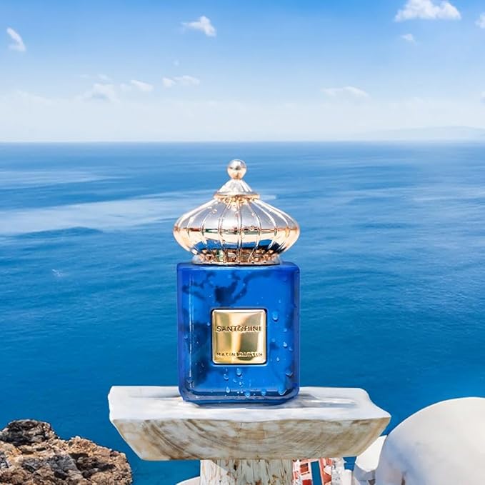 Matin Martin Santorini for Unisex - Arabian Perfume for Women & Men - Long Lasting Spicy Woody Fragrance with Citrus, Floral, Musk, Fresh, Moss Notes - Arabic Cologne - Travel Size - 3.4 oz EDP Spray