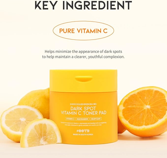 Boosting Toner Pads for Face Oily Skin Korean, #OOTD Vitamin C Niacinamide Heartleaf Hydrating Calming Redness, Vitamin C Toner Pad 70Pads 4.05oz 120ml