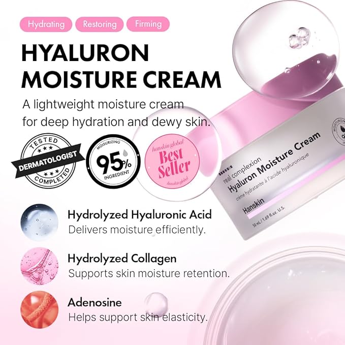 Hanskin Pink Hydration Duo – Hyaluron Skin Essence & Moisture Cream | Deep Moisture & Soothing Care for Dry, Sensitive Skin | Lightweight Glow Set for Radiant, Dewy Glass Skin | K-Beauty
