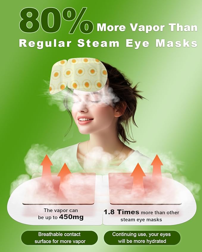 30 Packs Steam Eye Mask Chamomile,Warm Compress for Dry Eyes Sleep Mask,Hot Auto Heated Eye Masks Relaxing Gifts for Women Moist Heat Soothing Eye Fatigue,Disposable Eye Mask for SPA Essentials