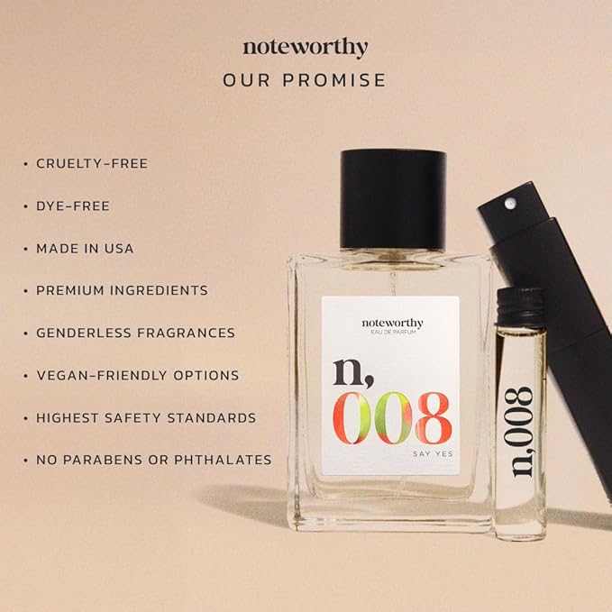 Noteworthy n,008 Say Yes Eau De Parfum – Pear, Gardenia, Sandalwood | Sophisticated, Warm Fragrance for Any Occasion | Long-lasting Unisex Perfume for Women & Men (100ml)