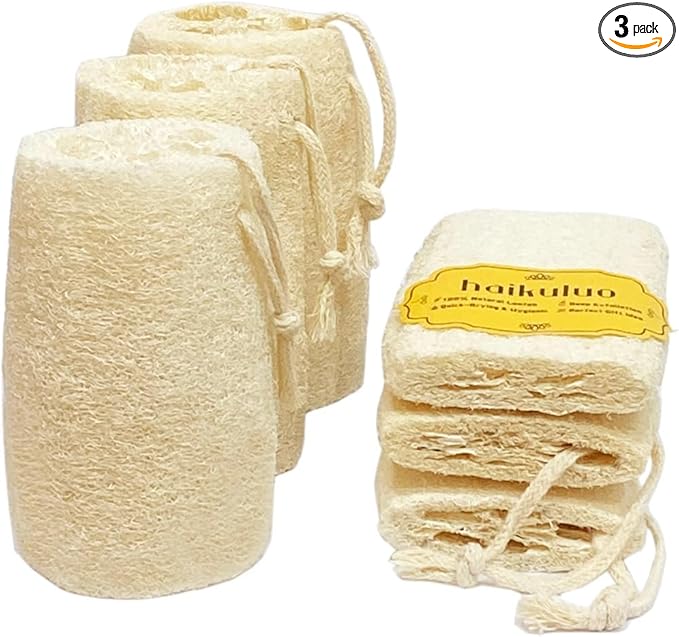 Natural Loofah Exfoliating Body Scrubber,Bath Shower Loofah Sponge for Women and Men,Made with Biodegradable Shower luffa Sponge,for Body That Gets You Clean(3 PC)