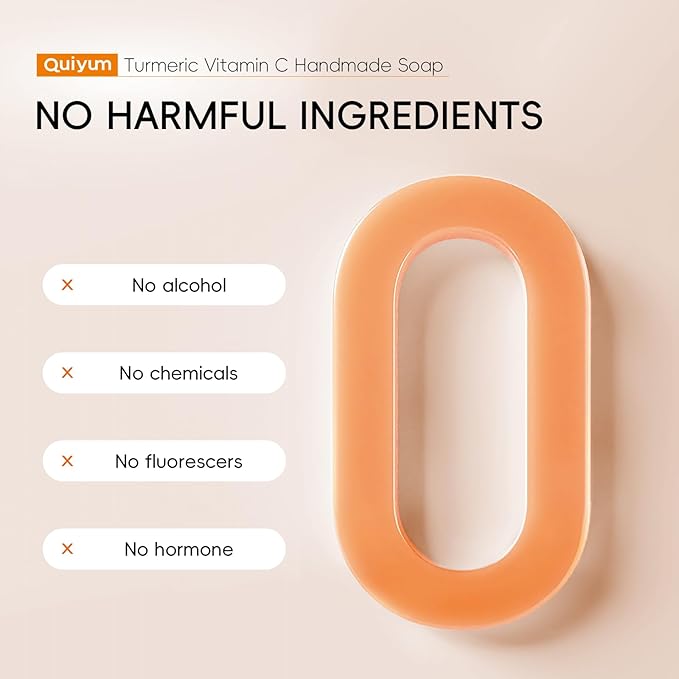 Natural Turmeric Soap Bar for Dark Spot- Vitamin C Dark Spot Remover for Face, Skin Care Sets, Facial Skin Care Products, Even Skin Tone, 3 Pack with African Net Sponge (3.53 Oz/Pcs)