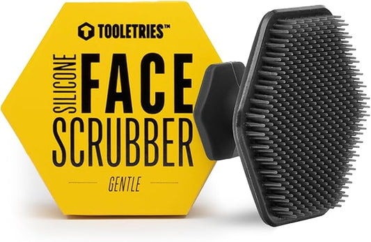 TOOLETRIES Men's Face Scrubber - Premium Silicone Facial Cleansing Brush, Gentle Exfoliator Pad & Soft-Touch Massager - Removes Dead & Dry Skin - Long Lasting Shower Accessories - Charcoal