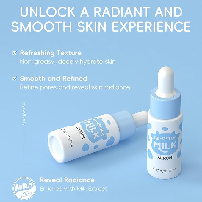 Milk Skincare Set for Teens, 16-in-1 Kids Skin Care Set for Girls Ages 8-12, Travel Size Toiletries Kit, Gentle, Nourishing Christmas & Birthday Gifts for Teen Girls, Brilliant Skin Rejuvenating Set