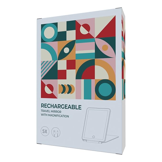 FUNTOUCH Rechargeable Portable Makeup Mirror with 72 LED Lights, Travel Lighted 1X/5X Magnification, 3 Color Lighting,Dimmable Touch Screen, Tabletop Folding Cosmetic Lights