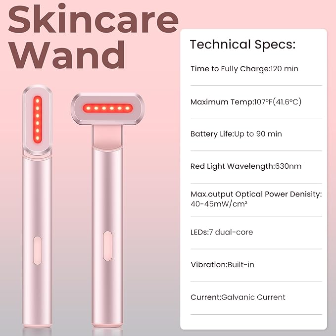 Red-Light-Therapy-for-Face,7 in 1 LED Light-Therapy-Wand for Face and Neck - Microcurrent Facial Device for Anti-Aging - Face & Eye Massager Skincare (7 Colors led Light)