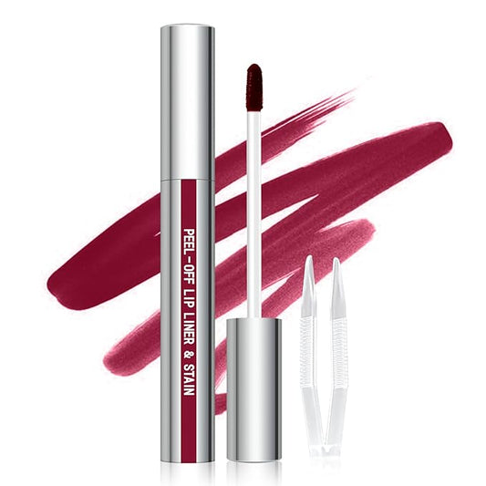 Cilrofelr Peel Off Lip Liner Stain, Long Wear Tattoo Lip Liner with Tweezer, Peel Off Lip Stain with Matte Finish, Long Lasting, Waterproof, Transfer-proof, Highly Pigmented Color (Berry)