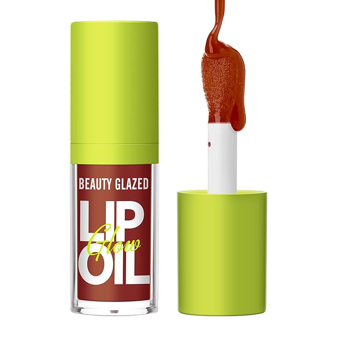 Beauty Glazed Big Brush Head Lip Oil, Ultra-Hydrating & Nourishing, Smooth Glossy Finish Lip Glow Oil, Shiny and Vegan Tinted Lip Gloss, Non-Sticky Formula (108# REBORN)