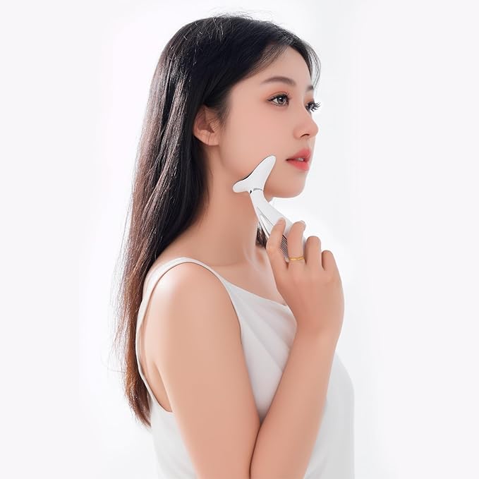 Facial Sculptor with Red Light Therapy, Microcurrent & Vibration Massager, Portable Anti-Aging Device for Face and Neck Care, Wrinkle Reducer Face Lift Tool (White) – Valentine’s Gift