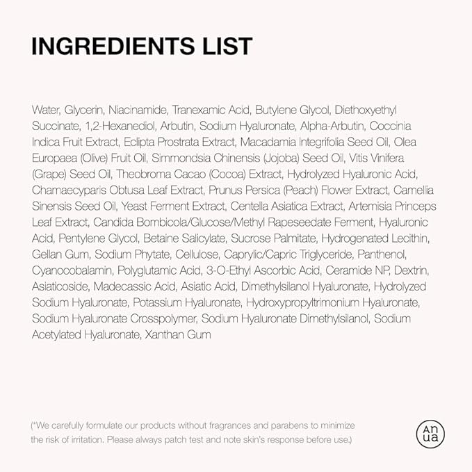 ANUA Niacinamide 10 + TXA 4 Serum, Hyaluronic Acid, Tranexamic acid, Facial Serum For GlassSkin, Glow Back Serum, Dark Spot Care, Postnatal Skincare, Korean Skincare (30ml/1.01 fl.oz)