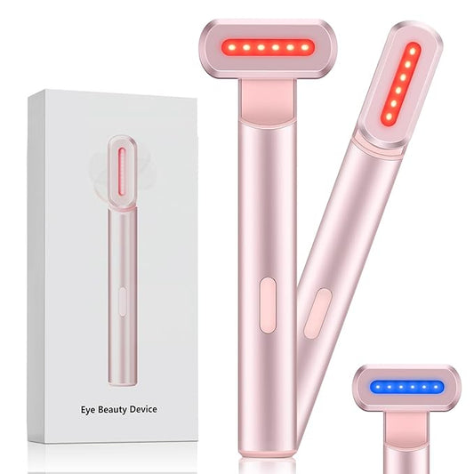 4-in-1 Light-Therapy-Wand,Red Light Therapy for Face and Neck - Microcurrent Facial Device for Anti-Aging - Face & Eye Massager Skincare (2 Colors led Light)