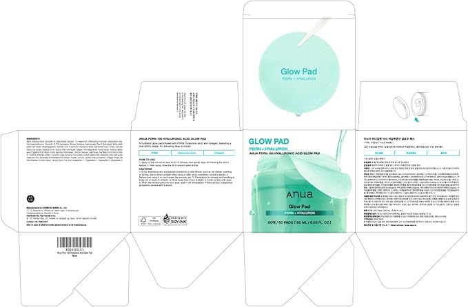 ANUA PDRN 100 Hyaluronic Acid Pad, Glow-Plumping Korean Face Pad for Daily Skincare & Makeup Prep, Dual-Sided Toner for Radiant Skin & Deep Hydration, Korean Skin Care (180ml, 60 Pads)