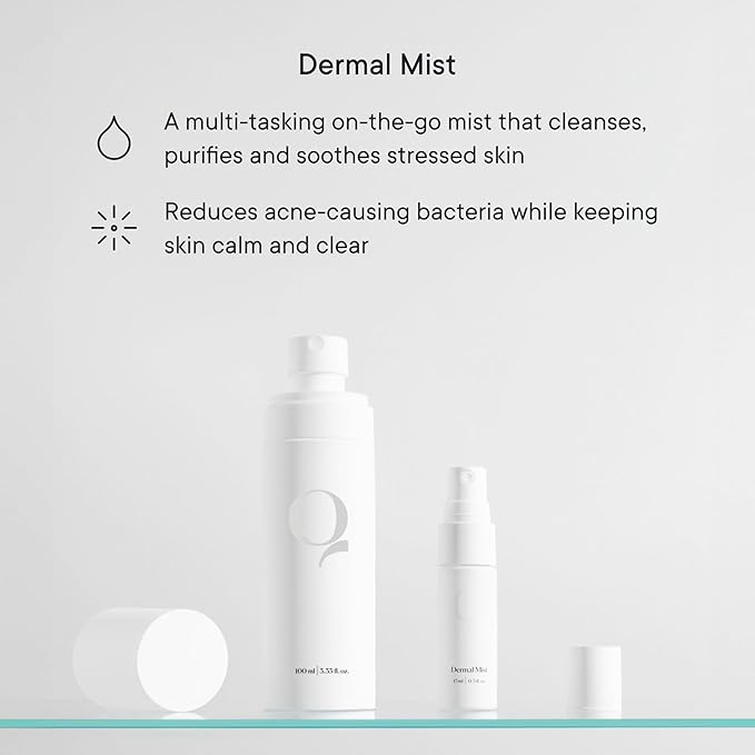 Qure Dermal Mist Hypochlorous Acid Spray for Face, Skin and Body, HOCl Facial Hydrating Spray, Calm irritation, Reduce redness, Purify skin, Support barrier repair (3.33 fl oz + 0.5 fl oz Travel Duo)