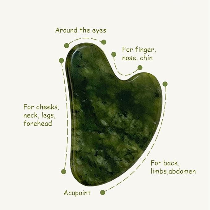 OXT Gua Sha, Premium Gua Sha Facial Tools, Guasha Tool for Face Upgraded, Guasha Natural Jade Stone (Dark Green)