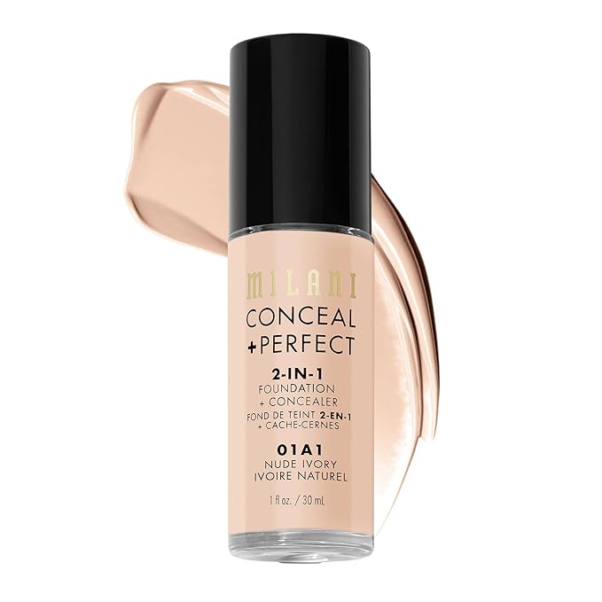 Milani Conceal + Perfect Liquid Foundation - Nude Ivory, 1 Fl. Oz.