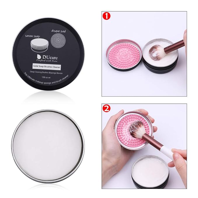 DUcare Makeup Brush Cleaner Shampoo Soap Solid Brush Cleaning Mat Removes Cosmetic Color Brush Cleaner Pad for Cleaning Makeup Sponges Brushes
