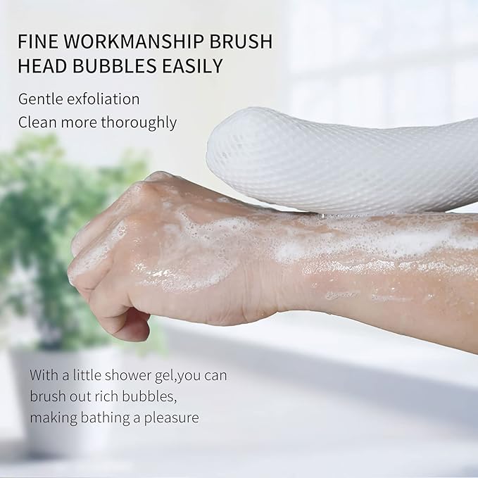 Long Handle Bath Brush, Anti-Slip Curve Handled Bath Body Brush, Back Scrubber for Shower, Easy Reach for Seniors, Suitable for Elderly/Pregnant Aid Bathing & Shower(Not Include Brush Handle)