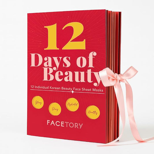 FACETORY Valentine’s & Galentine’s Day Skincare Gift Set | 12-Day K-Beauty Sheet Mask Collection | Self Care Gift for Women, Friends & Besties