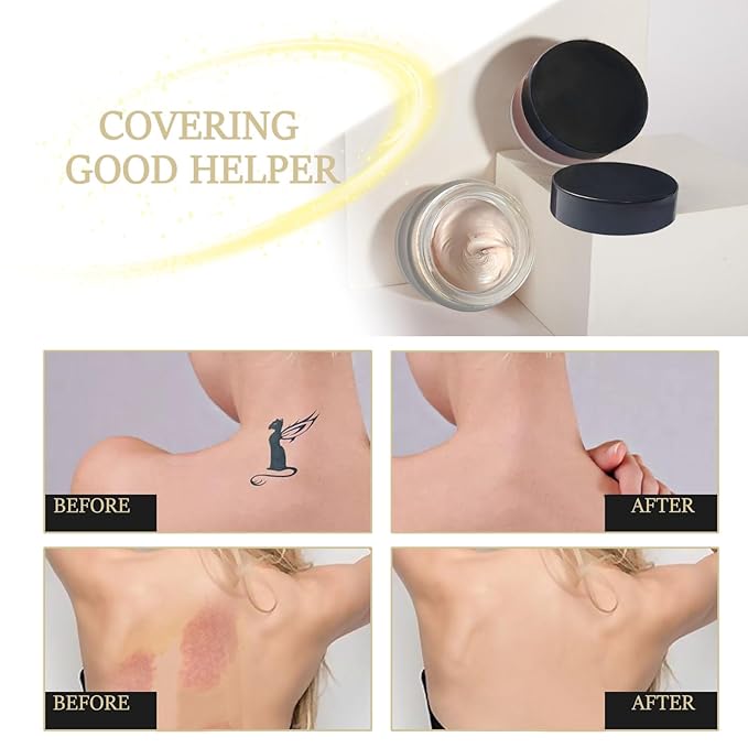 Tattoo Cover Up,Waterproof Invisible Concealer Body Leg Bruise Stretch Scar Dark Spots Vitiligo Skin Makeup Waterproof,Long Lasting Tattoo Cover Up Suitable for Men and Women, 30g x 2