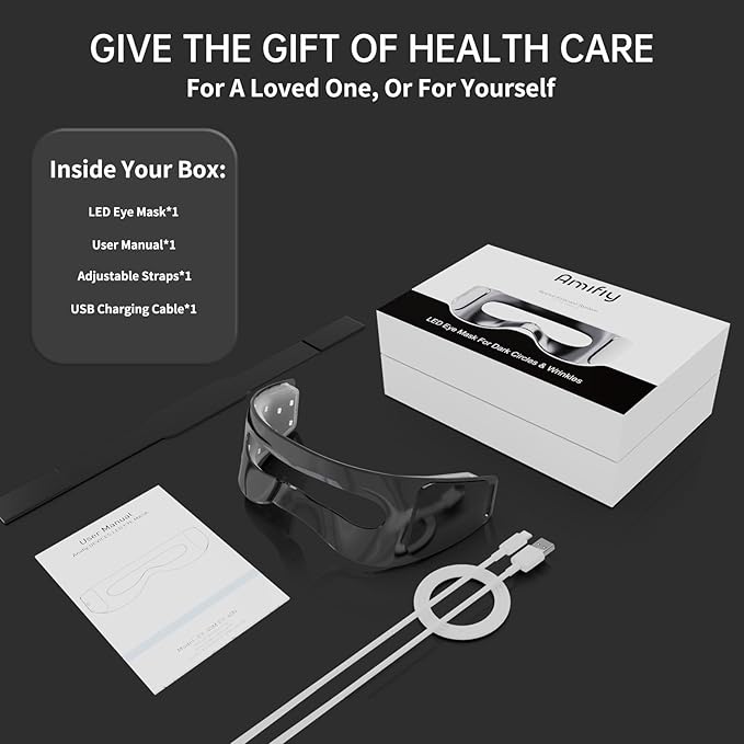 Red Light Therapy for Eyes, 3 Modes Around-Eyes Red Light Eye Mask, Eye Massager for Reducing Dark Circles and Puffiness, Smoothing Fine Lines for Men Women (Black)