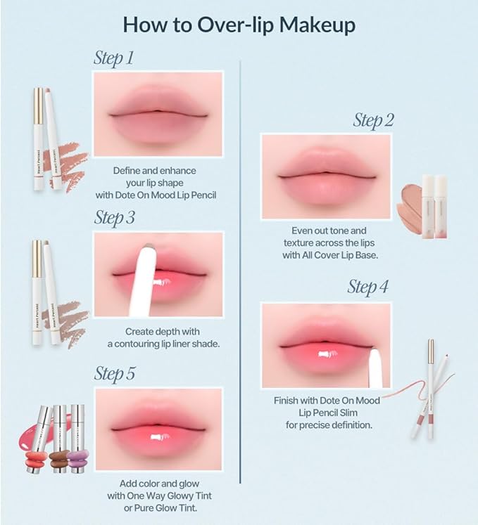 Heart Percent Dote On Mood Lip Liner Pencil, Long-Lasting Creamy Lip Crayon Smooth Lipliner Retractable Lipstick Overlip Line Color 0.8g, #22. Salmon Peach