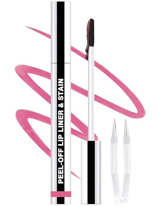 Lip Liner Stain Peel Off with Tweezer, Long Lasting Matte Lip Tattoo, Highly Pigmented Color Lip Tint Makeup, Waterproof, Transfer-proof Lipstain for Women, for All Skin Types