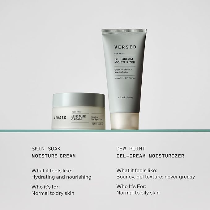 Versed Skin Soak Rich Moisture Face Cream - Daily Facial Moisturizer with Squalane Oil, Hyaluronic Acid, Vitamin E + Red Algae - Smooth, Non-Greasy Night Cream for Aging, Dry Skin - Vegan (1.5 oz)