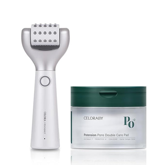 CELORABY Glow Recovery Skincare Bundle, Set of 2 – 5-in-1 Glass Skin Device and Exosome Toner Pads for Radiance, Hydration, Pore Care, and Skin Texture Refinement | Korean Beauty at Home