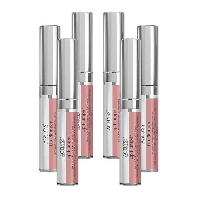 Agelyss Lip Plumper - Deep Hydration - Lip Volume, Collagen Boost, Plumping - Paraben-Free, Cruelty-Free, Vegan - .14 FL OZ - Pack of 6