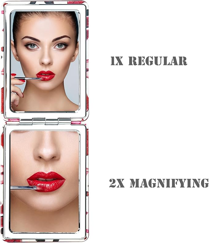 Quality Vanity Compact Makeup Mirror for Girls Women, Stylish Slim Travel Cosmetic Mirrors for Pocket Purse Wallet Handbag, Portable Magnifying Handheld Small Mirror Foldable Cute Lightweight