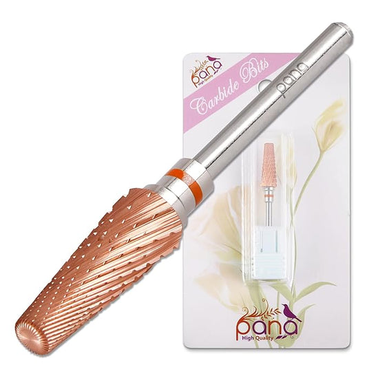 PANA 5-in-1 Pro Upgraded Multi-Function Drill Bit 3/32" Shank Size - (Rose Gold, 2X Coarse to 2X Fine) - Mix Size Tungsten Drill Bit Fast Remove Acrylic Hard Gel Nail for Manicure Pedicure