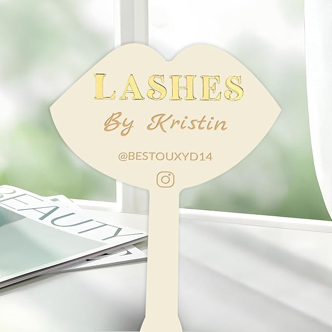 Personalized Lash Mirror Custom Eyelash Photo Prop Personalised Acrylic Handheld Lash Mirror with Name Gift for Beauty Girls Technician (Color06)