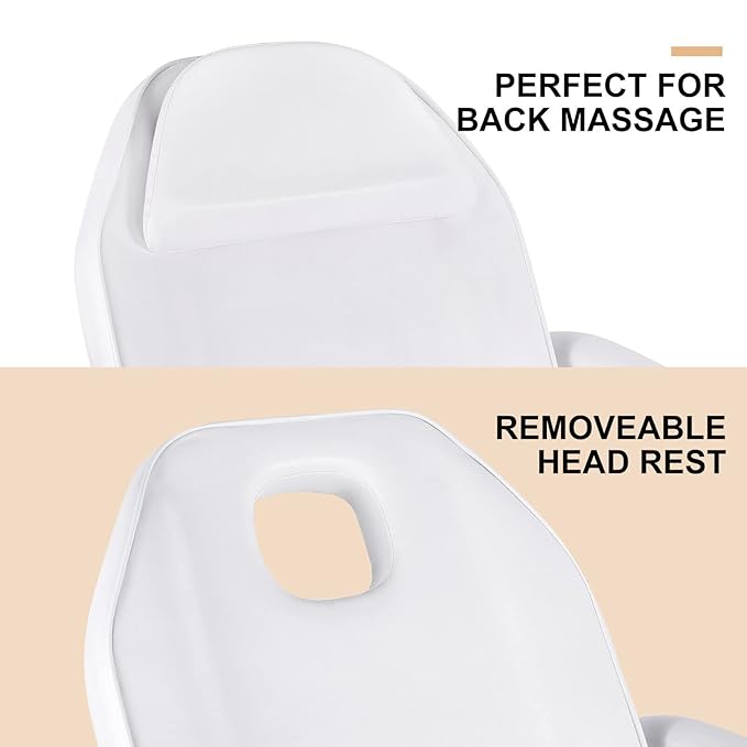 Artist hand Tattoo Chair for Client with Trays Facial Lash Bed for Eyelash Extensions Massage Bed Massage Table Salon Chair (White)